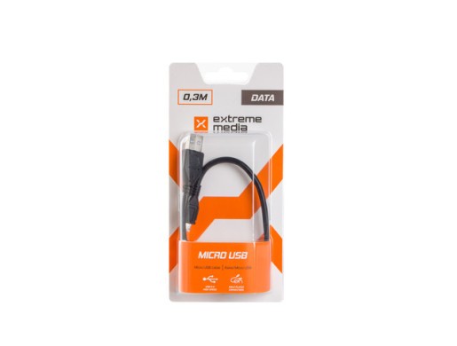 KABEL USB MICRO(M)->USB-A(M) 2.0 0.3M