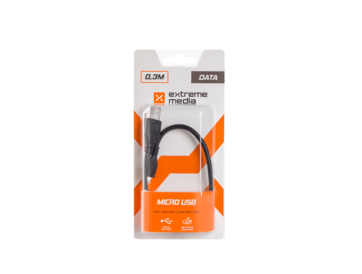 KABEL USB MICRO(M)->USB-A(M) 2.0 0.3M
