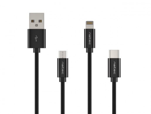 PRATI 3 W 1 USB-A-MICRO USB+USB-C+LIGHTNING