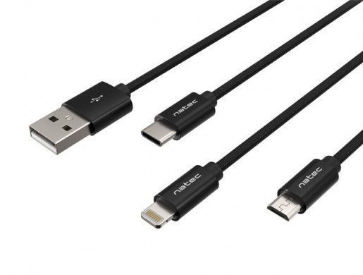 PRATI 3 W 1 USB-A-MICRO USB+USB-C+LIGHTNING