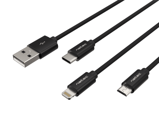PRATI 3 W 1 USB-A-MICRO USB+USB-C+LIGHTNING