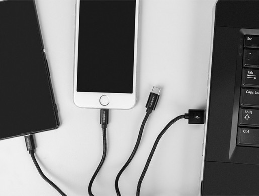 PRATI 3 W 1 USB-A-MICRO USB+USB-C+LIGHTNING