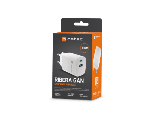 RIBERA GAN 1X USB-A + 1X USB-C 30W