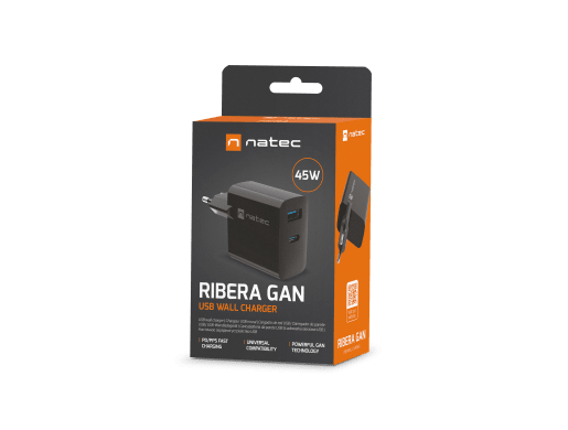 RIBERA GAN 1X USB-A + 1X USB-C 45W