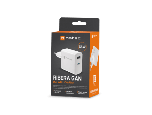 RIBERA GAN 1X USB-A + 1X USB-C 65W